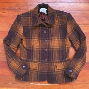 Plaid Lambs Wool Short Coat Blazer